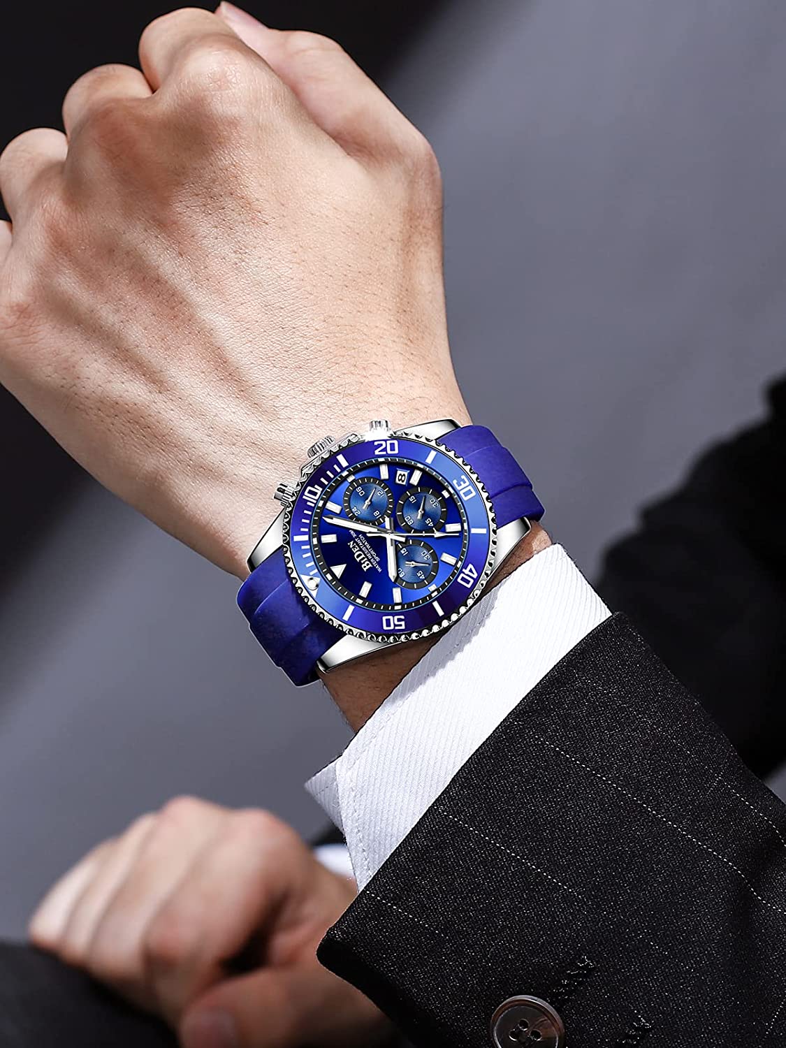 BIDEN Mens Watches Chronograph Stainless Steel Waterproof Date Analog Quartz Watch Business Wrist Watches for Men - Image 4